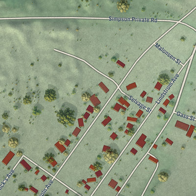 Close-up of the map of Fairhaven, California print showing street and building detail