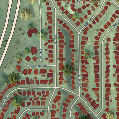 Close-up of the map of Fairmount Park, California print showing street and building detail