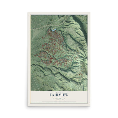 Map of Fairview, California, 12 x 18 inch unframed archival matte print