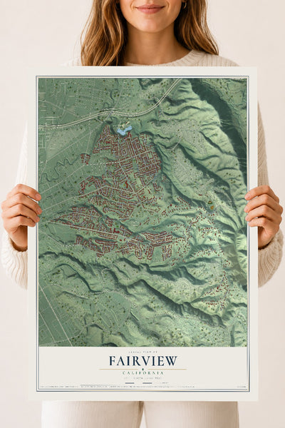 Map of Fairview, California, 18 x 24 inch unframed archival matte print