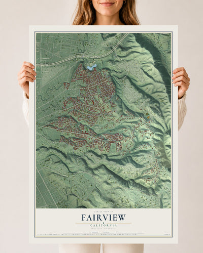 Map of Fairview, California, 24 x 36 inch unframed archival matte print