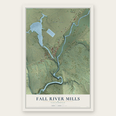 Fall River Mills, California map print, the full design