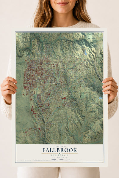 Map of Fallbrook, California, 18 x 24 inch unframed archival matte print