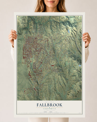 Map of Fallbrook, California, 24 x 36 inch unframed archival matte print