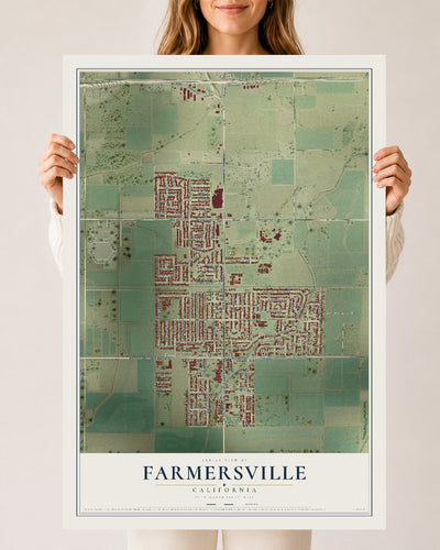 Map of Farmersville, California, 24 x 36 inch unframed archival matte print