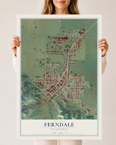 Map of Ferndale, California, 24 x 36 inch unframed archival matte print