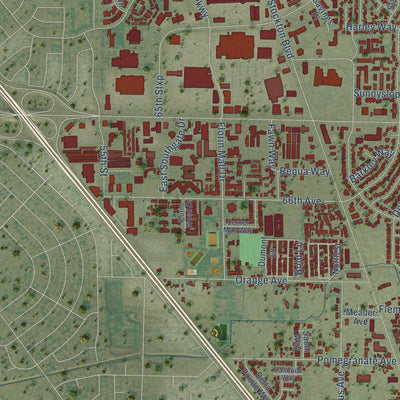Second close-up of the map of Florin, California print showing more streets and buildings
