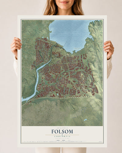 Map of Folsom, California, 24 x 36 inch unframed archival matte print