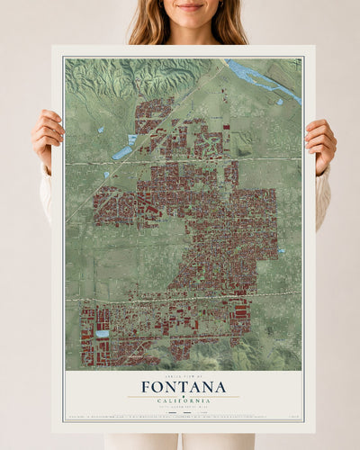 Map of Fontana, California, 24 x 36 inch unframed archival matte print