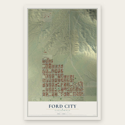 Ford City, California map print, the full design