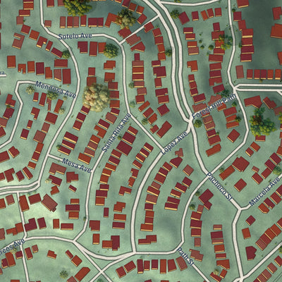 Close-up of the map of Forest Hill, California print showing street and building detail