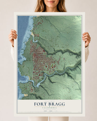 Map of Fort Bragg, California, 24 x 36 inch unframed archival matte print
