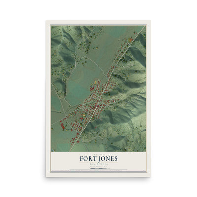 Map of Fort Jones, California, 12 x 18 inch unframed archival matte print