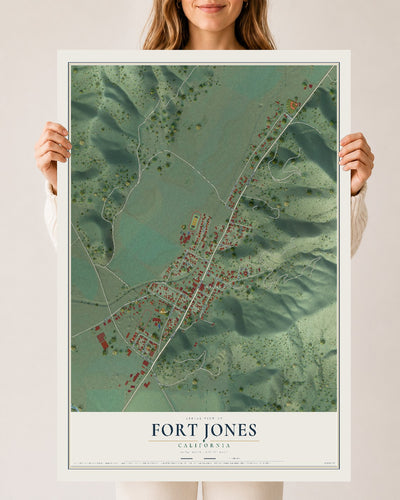 Map of Fort Jones, California, 24 x 36 inch unframed archival matte print