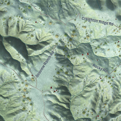 Close-up of the map of Fort Ross, California print showing street and building detail