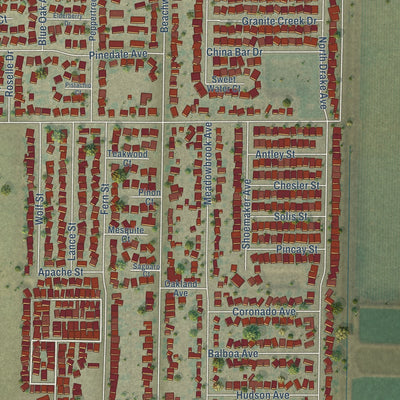 Close-up of the map of Franklin, California print showing street and building detail
