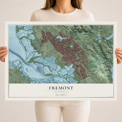 Map of Fremont, California, 18 x 24 inch unframed archival matte print