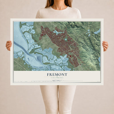 Map of Fremont, California, 24 x 36 inch unframed archival matte print