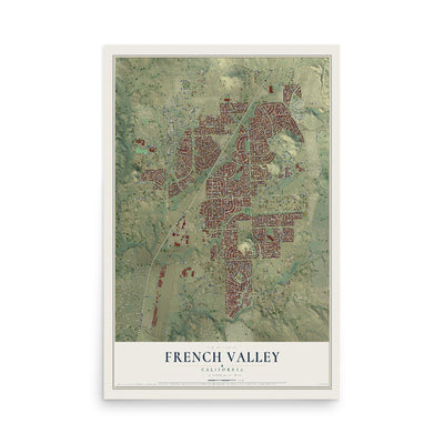 Map of French Valley, California, 12 x 18 inch unframed archival matte print