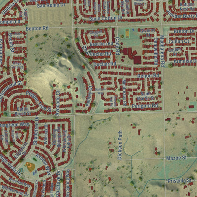 Second close-up of the map of French Valley, California print showing more streets and buildings