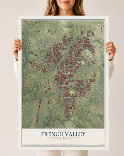 Map of French Valley, California, 24 x 36 inch unframed archival matte print