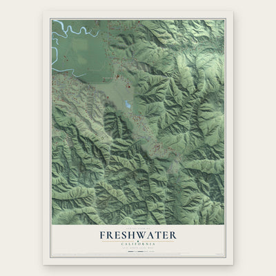 Freshwater, California map print, the full design