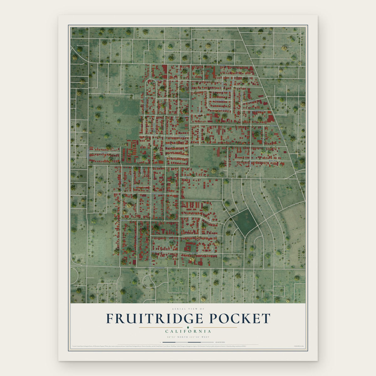 Fruitridge Pocket, California map print, the full design