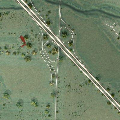 Close-up of the map of Fulton, California print showing street and building detail