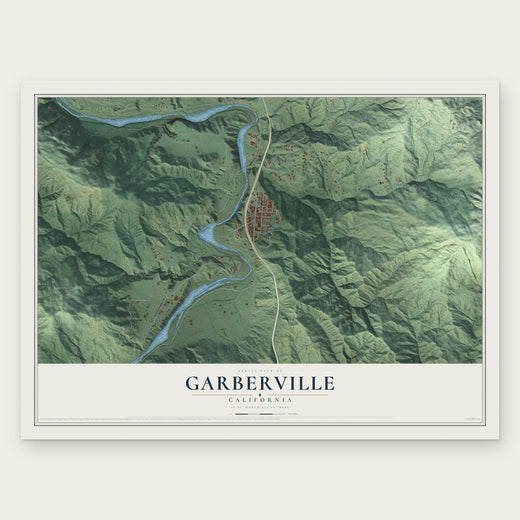 Garberville, California map print, the full design