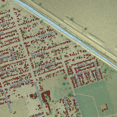 Second close-up of the map of Garden Acres, California print showing more streets and buildings