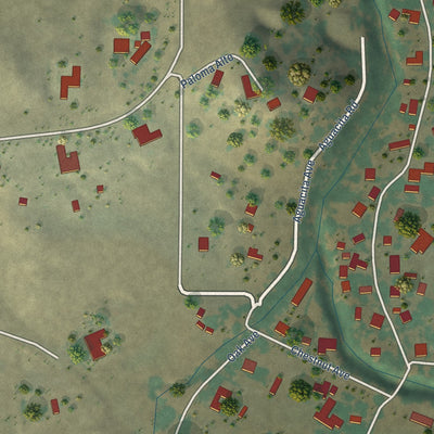 Close-up of the map of Garden Farms, California print showing street and building detail