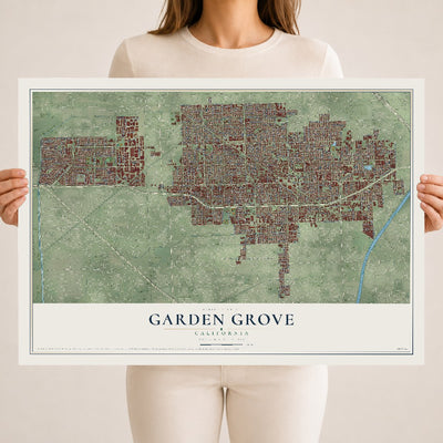 Map of Garden Grove, California, 18 x 24 inch unframed archival matte print