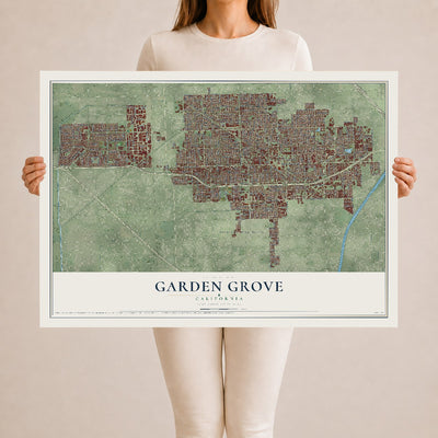Map of Garden Grove, California, 24 x 36 inch unframed archival matte print