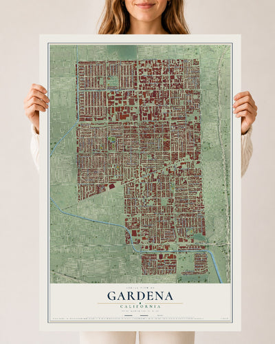 Map of Gardena, California, 24 x 36 inch unframed archival matte print