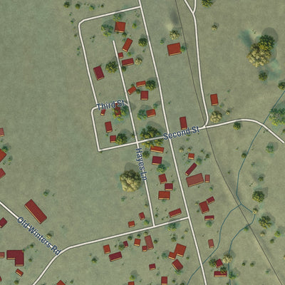 Close-up of the map of Gazelle, California print showing street and building detail