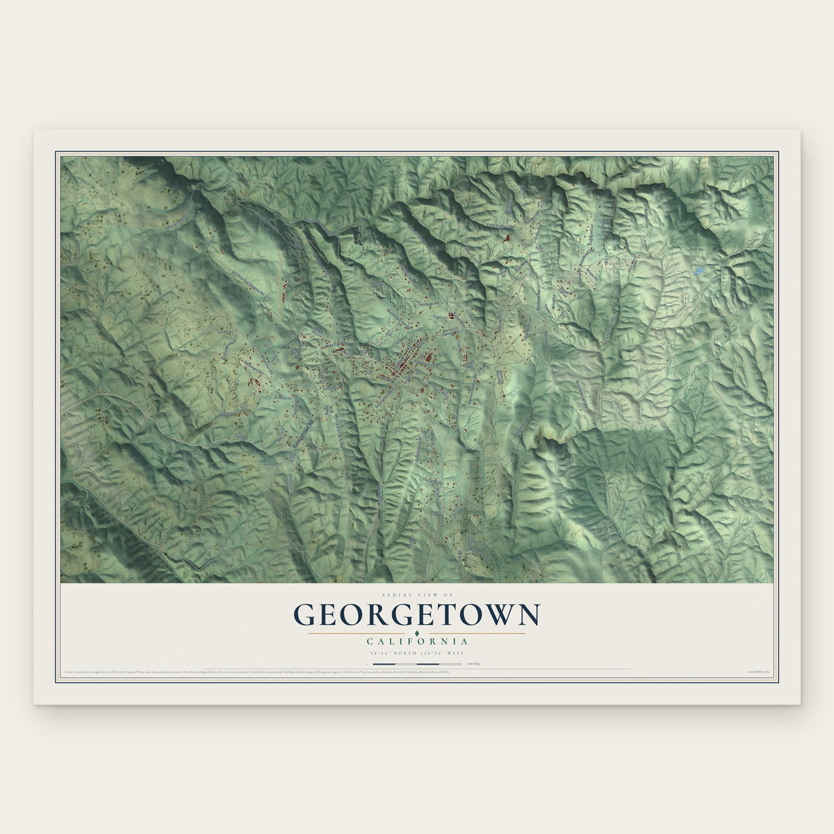 Georgetown, California map print, the full design
