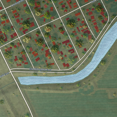 Close-up of the map of Gerber, California print showing street and building detail