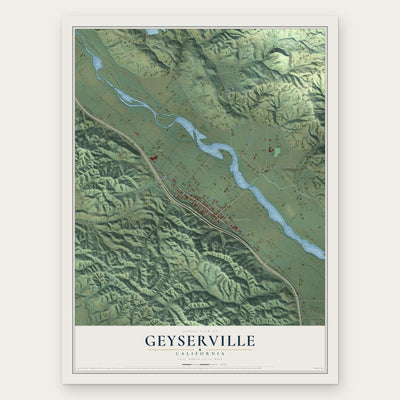Geyserville, California map print, the full design