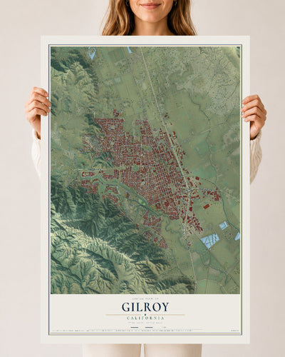 Map of Gilroy, California, 24 x 36 inch unframed archival matte print