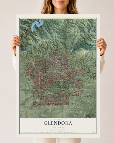 Map of Glendora, California, 24 x 36 inch unframed archival matte print