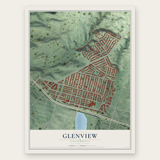 Glenview, California map print, the full design