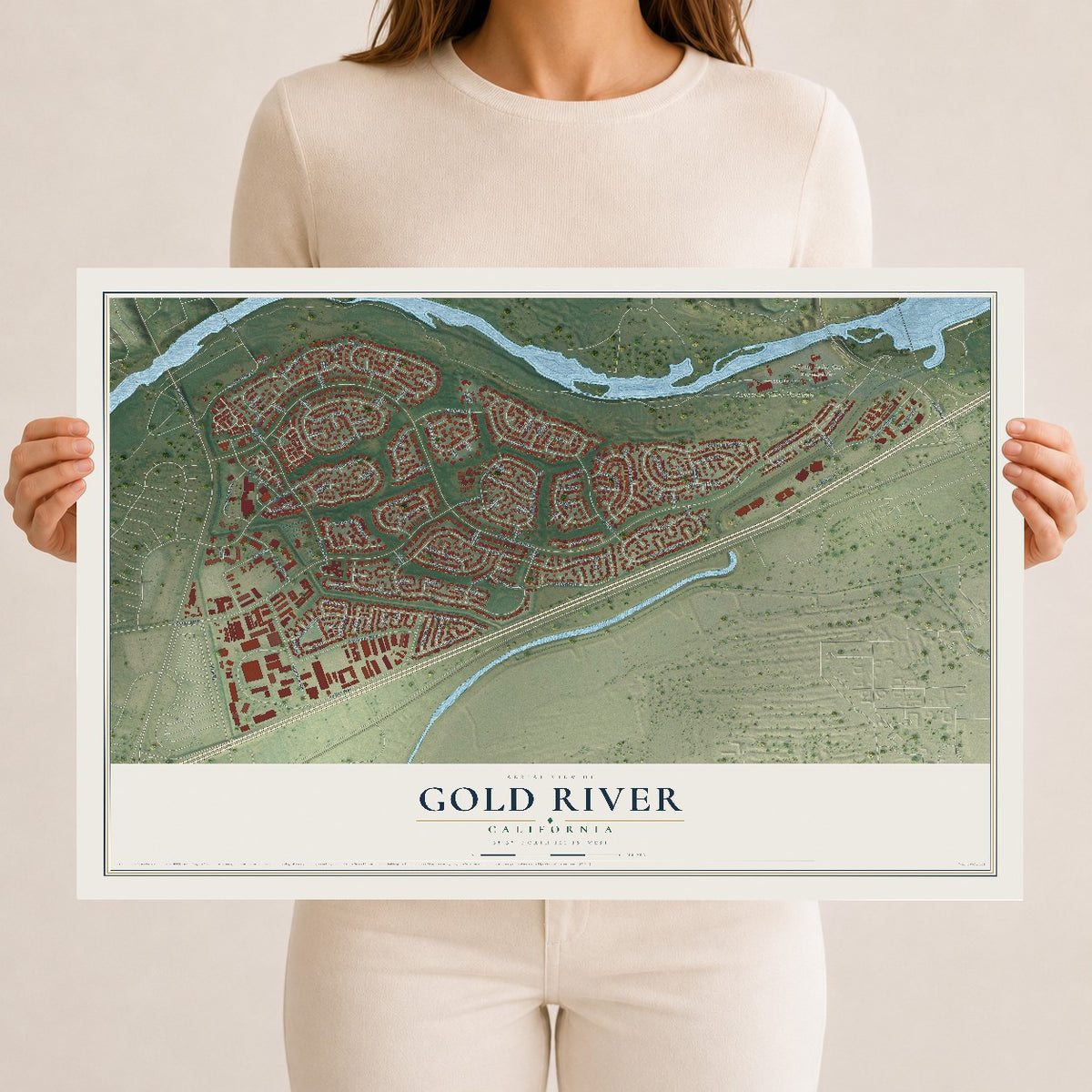 Map of Gold River, California, 12 x 18 inch unframed archival matte print