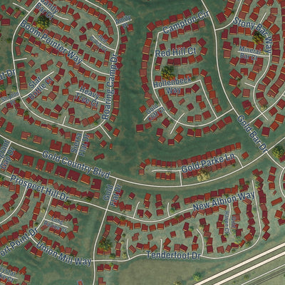 Second close-up of the map of Gold River, California print showing more streets and buildings