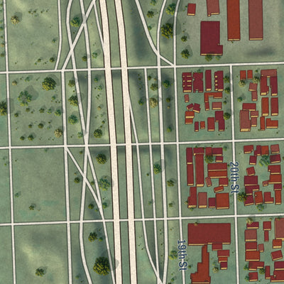 Close-up of the map of Golden Hill, California print showing street and building detail