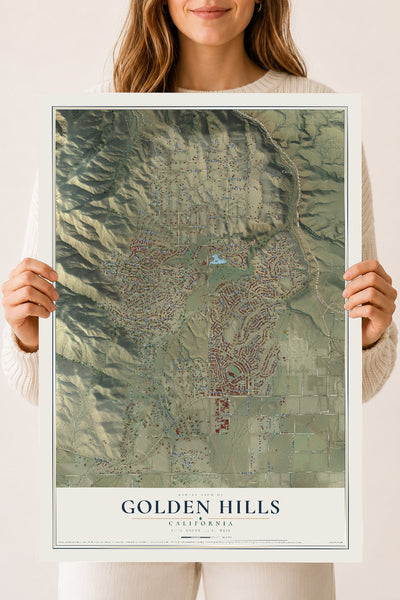 Map of Golden Hills, California, 18 x 24 inch unframed archival matte print