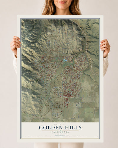 Map of Golden Hills, California, 24 x 36 inch unframed archival matte print
