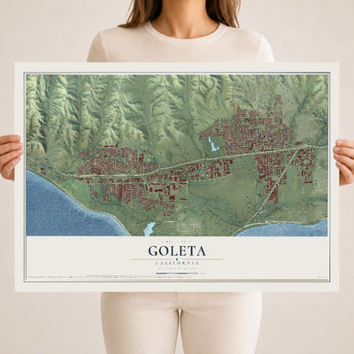 Map of Goleta, California, 18 x 24 inch unframed archival matte print