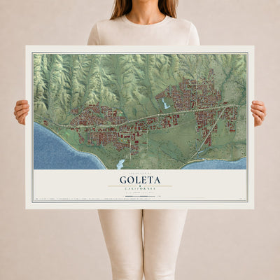 Map of Goleta, California, 24 x 36 inch unframed archival matte print