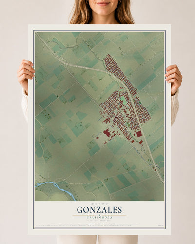 Map of Gonzales, California, 24 x 36 inch unframed archival matte print