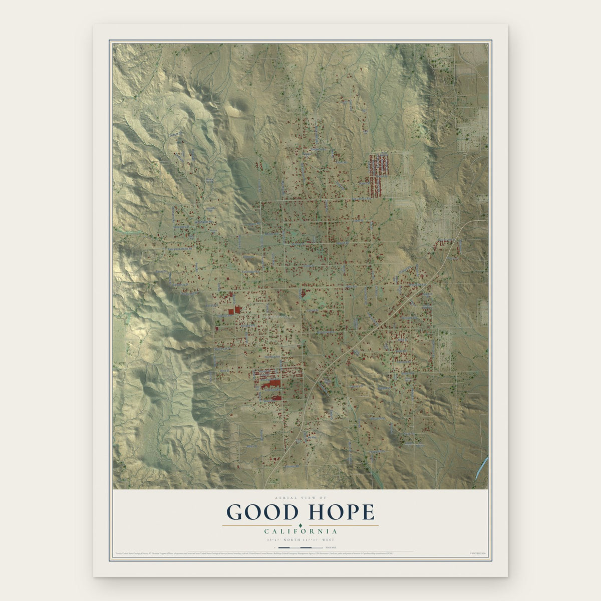 Good Hope, California map print, the full design